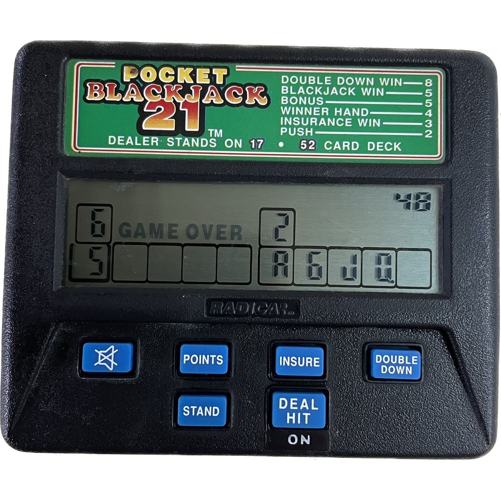 RADICA POCKET BLACKJACK 21 HANDHELD ELECTRONIC‎ CASINO GAME MODEL 1350